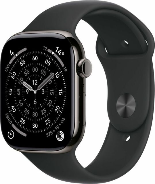 Apple Watch Series 11 GPS + Cellular 46mm Slate Titanium Case with Black Sport Band - S/M